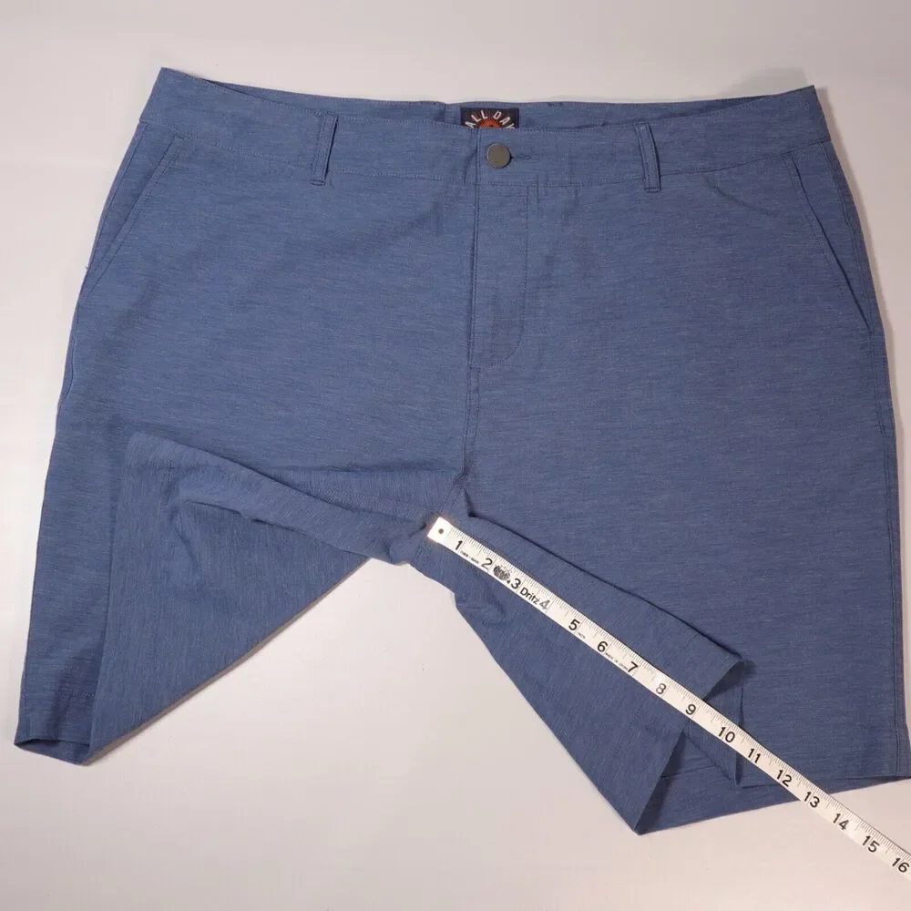 Faherty Mens Size 38 All Day Shorts Blue Zip Fly Drawstring Casual 9” Inseam
